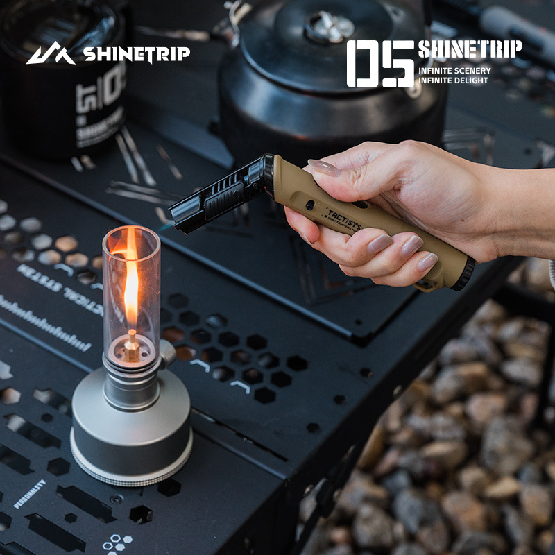 Fire Piston Starter - 折りたたみ式ノズル防風ジェットブルーフレームブタンガスライター安全ロックスイッチ屋外キャンプ必需品イグナイター（ガスなし）