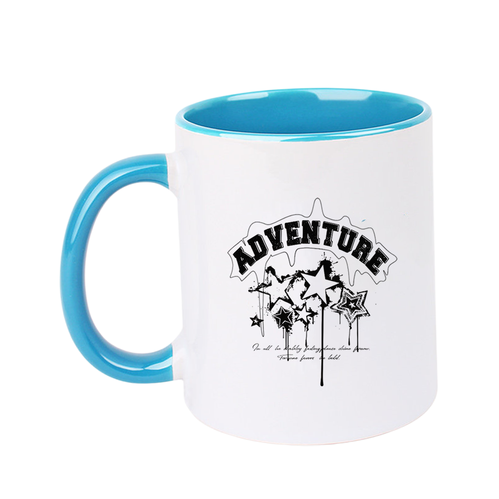 Outdoor Adventure Friends - 11オンス アドベンチャースターパターン セラミックコーヒーマグ クリエイティブな滴り落ちデザイン 夏のアウトドアアクティビティ、キャンプ、家庭用食器