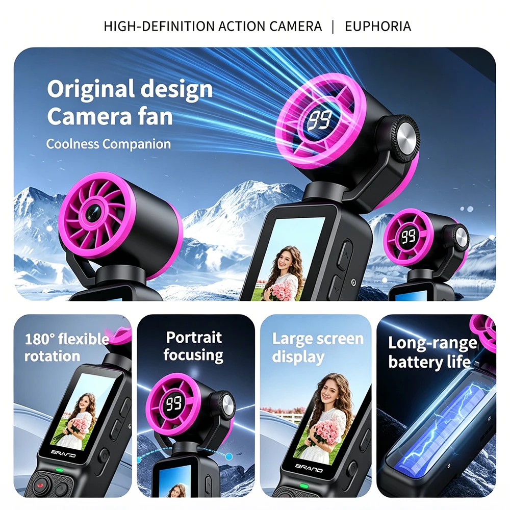 ポケットファンアクションカメラ、フォーカス調整、手ブレ補正機 - Outdoor Adventure Videos のレビューと価格
