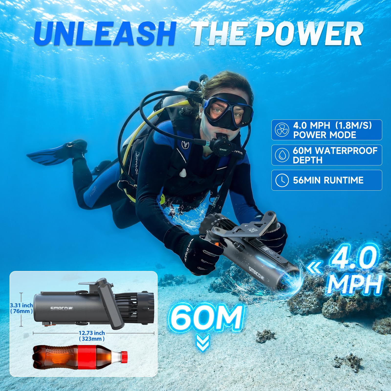 SMACO ミニスキューバタンク付き水中スクーターセット。シ - Outdoor Adventure Videos のレビューと価格